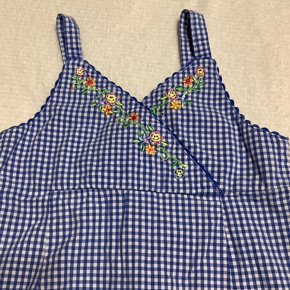 4/$20 SMILEY Blue Gingham Sundress w/smileyflowers - Picture 2 of 6